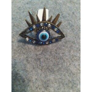 Evil Eye Ring Adjustable Blue Rhinestone Statement‎ Ring Fashion Jewelry